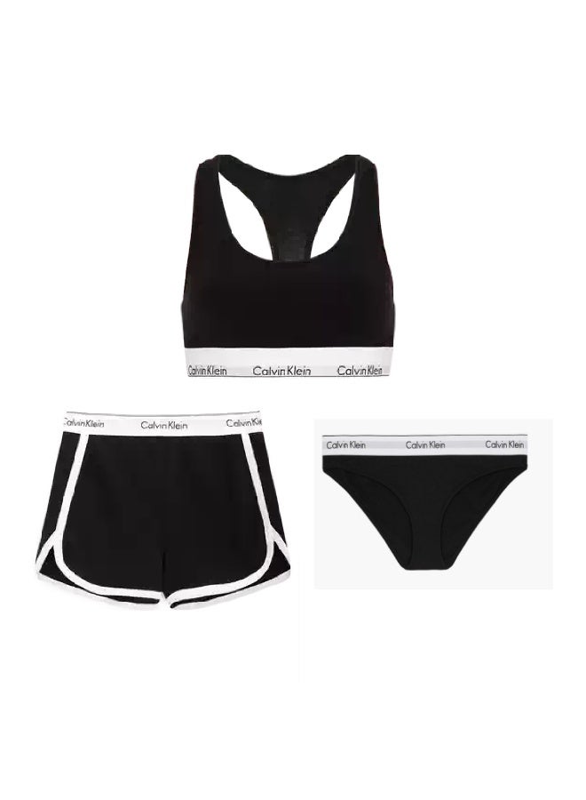 Calvin Klein Performance Women's 3-Piece Sports Set (Bra + Hot Shorts + panty ) – Comfortable Stretch Cotton Fabric – Ideal for Sports and Everyday Wear – Size L - Image 1